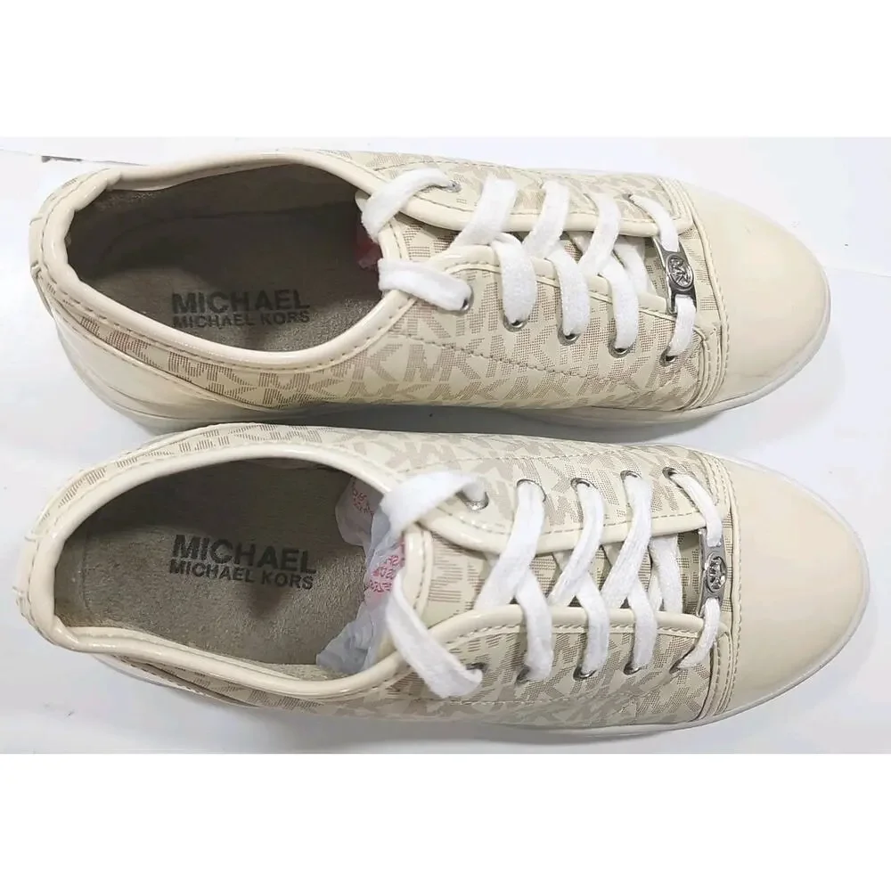 Michael Kors ~ Girls US Size 5Y ~Ivy Dee Vanilla Color Sneakers Shoes Logo.